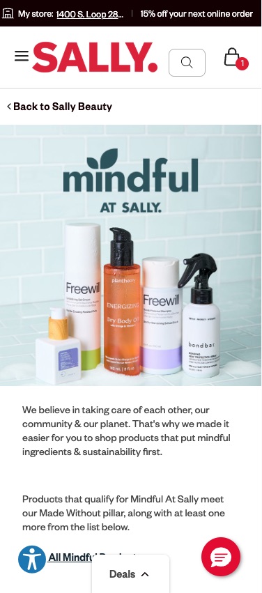 Screenshot of Mindful landing page on mobile, featuring hero image and description